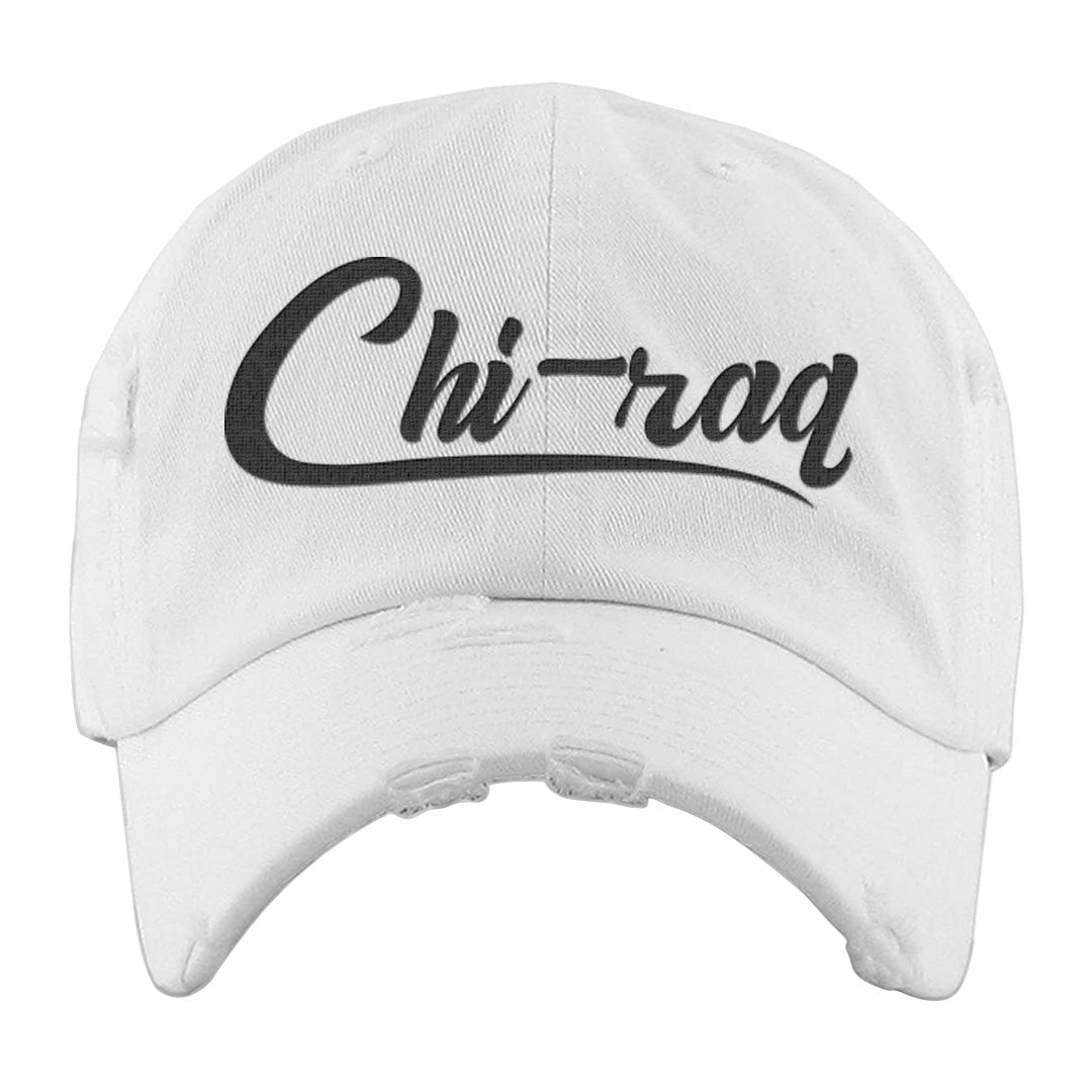 Black Phantom Low 1s Distressed Dad Hat | Chiraq, White