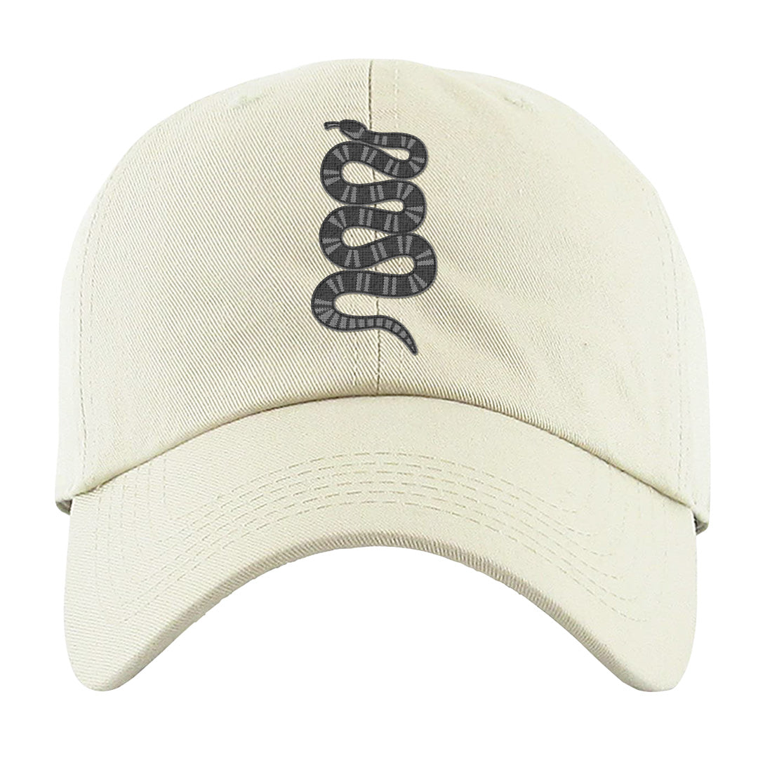 Black Phantom Low 1s Dad Hat | Coiled Snake, White