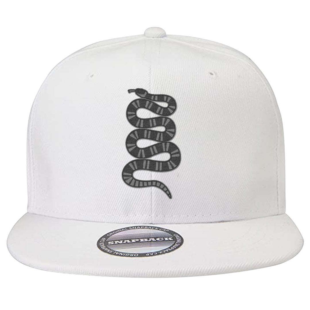 Black Phantom Low 1s Snapback Hat | Coiled Snake, White