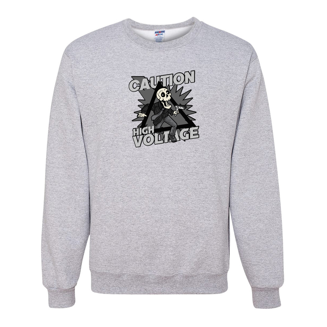 Black Phantom Low 1s Crewneck Sweatshirt | Caution High Voltage, Ash