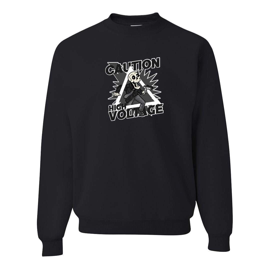 Black Phantom Low 1s Crewneck Sweatshirt | Caution High Voltage, Black