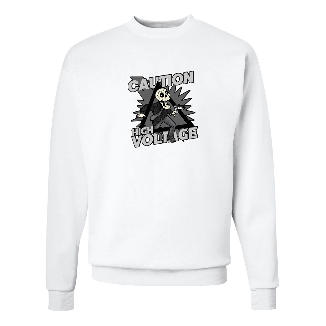 Black Phantom Low 1s Crewneck Sweatshirt | Caution High Voltage, White