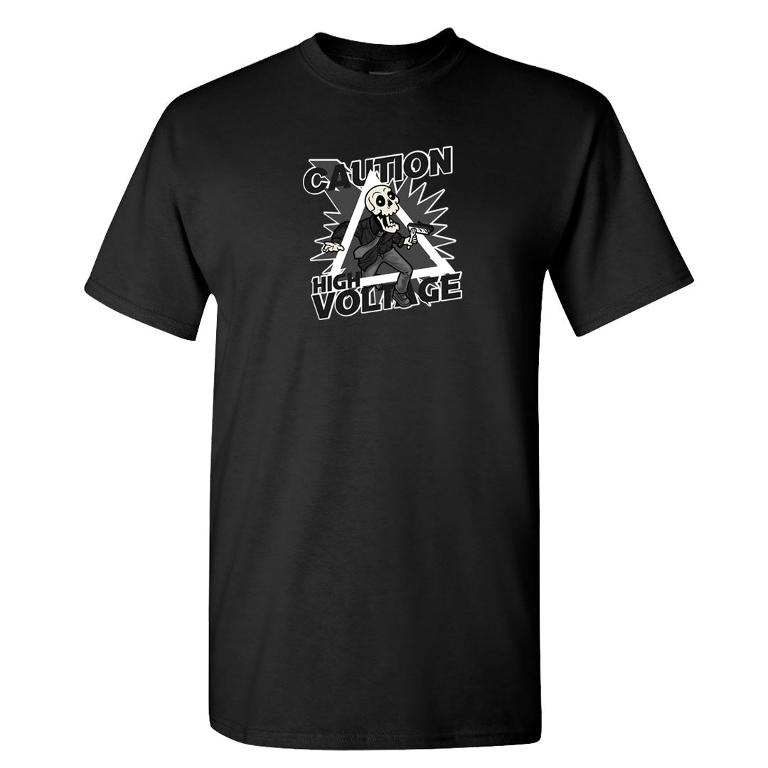 Black Phantom Low 1s T Shirt | Caution High Voltage, Black