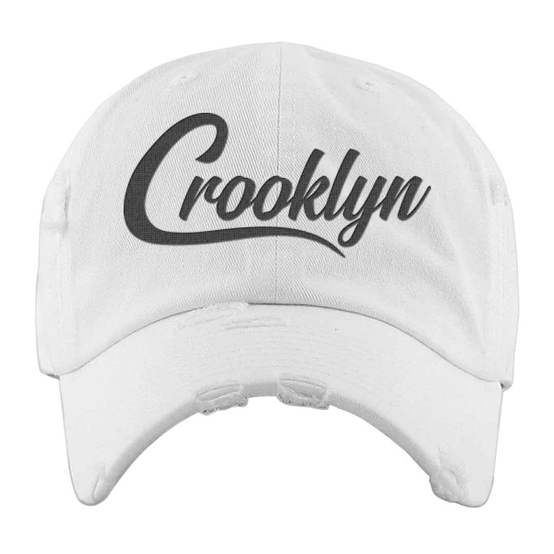 Black Phantom Low 1s Distressed Dad Hat | Crooklyn, White