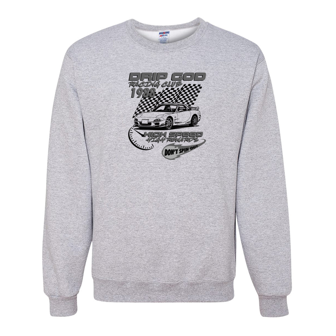 Black Phantom Low 1s Crewneck Sweatshirt | Drip God Racing Club, Ash