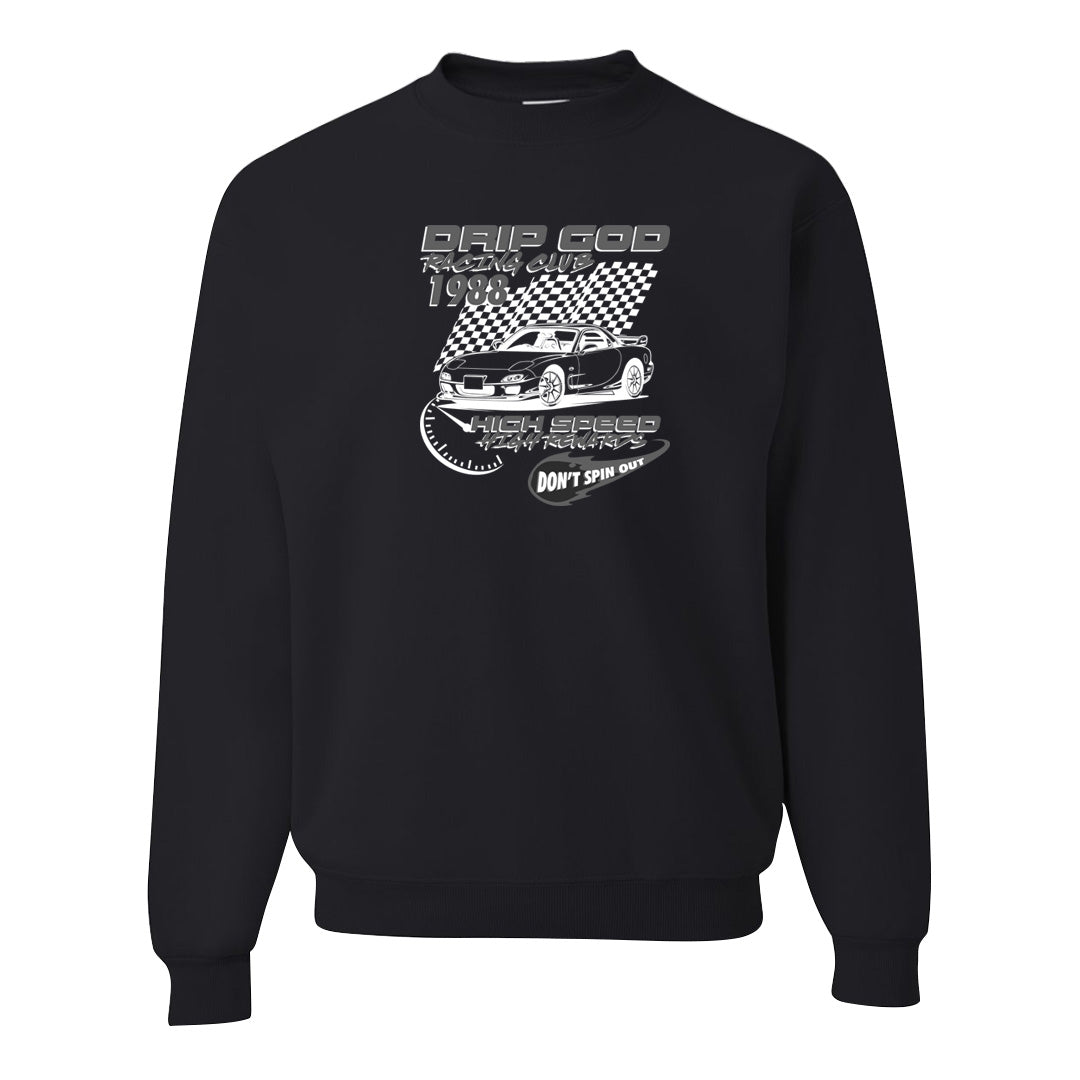 Black Phantom Low 1s Crewneck Sweatshirt | Drip God Racing Club, Black