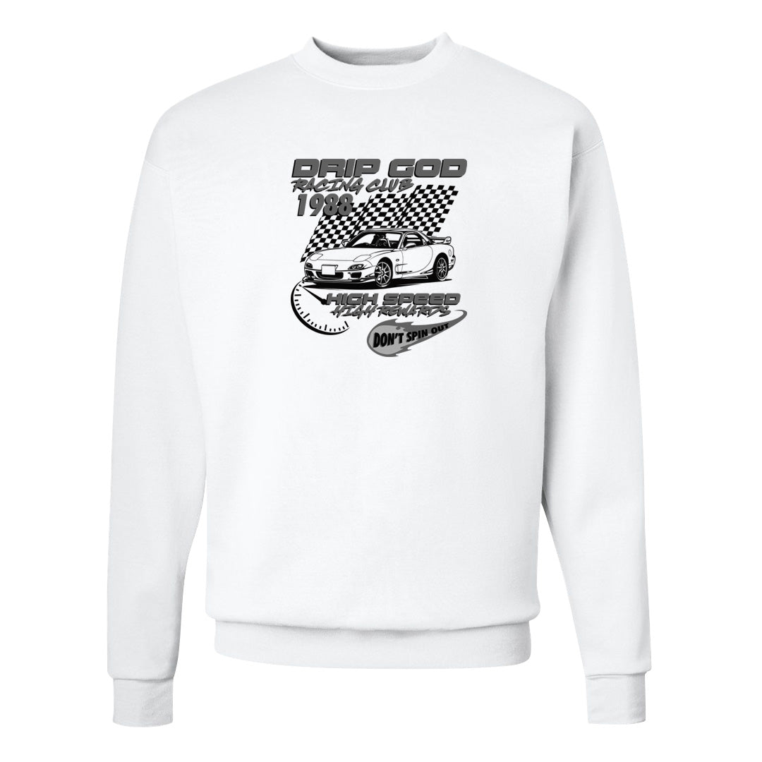 Black Phantom Low 1s Crewneck Sweatshirt | Drip God Racing Club, White