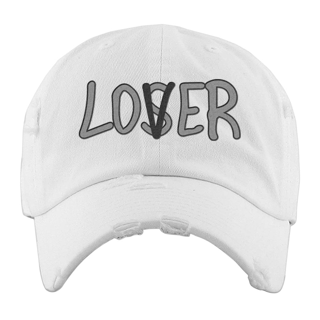 Black Phantom Low 1s Distressed Dad Hat | Lover, White