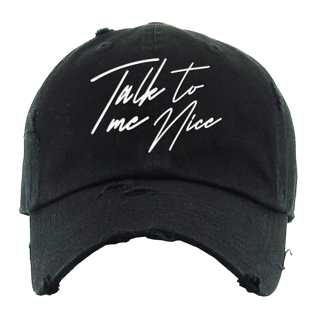 Black Phantom Low 1s Distressed Dad Hat | Talk To Me Nice, Black