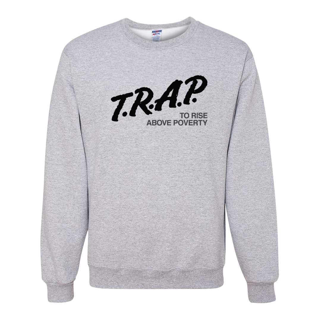 Black Phantom Low 1s Crewneck Sweatshirt | Trap To Rise Above Poverty, Ash