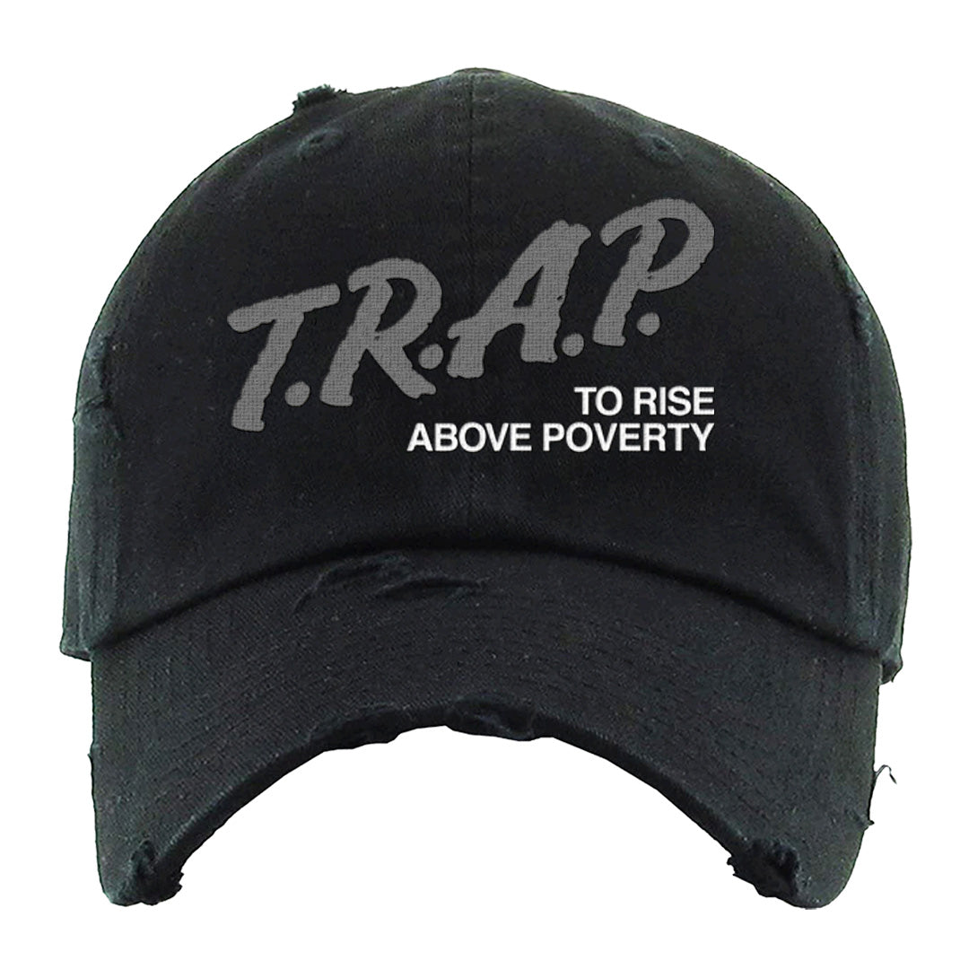 Black Phantom Low 1s Distressed Dad Hat | Trap To Rise Above Poverty, Black