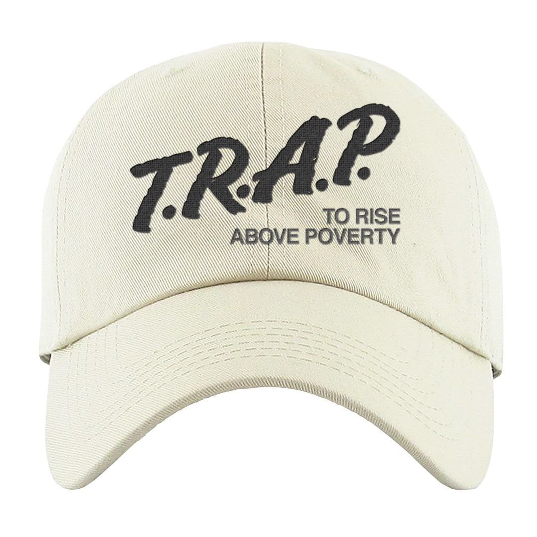 Black Phantom Low 1s Dad Hat | Trap To Rise Above Poverty, White