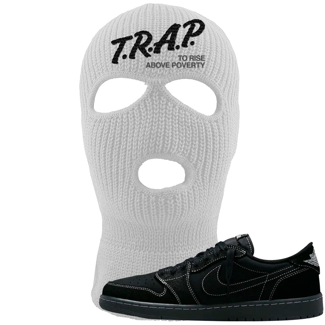 Black Phantom Low 1s Ski Mask | Trap To Rise Above Poverty, White