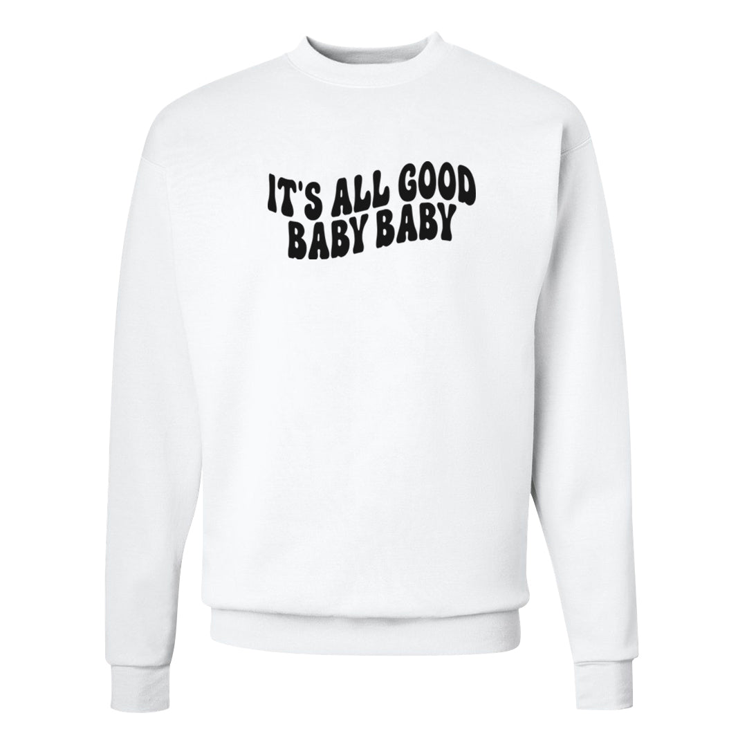 Black Cement Low 1s Crewneck Sweatshirt | All Good Baby, White