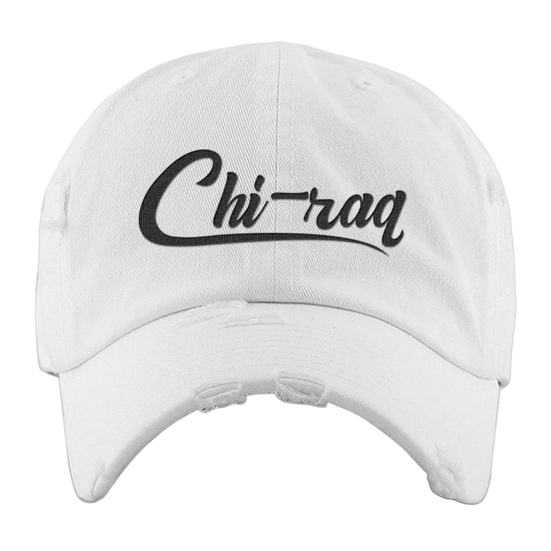 Black Cement Low 1s Distressed Dad Hat | Chiraq, White