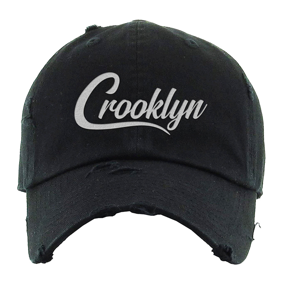 Black Cement Low 1s Distressed Dad Hat | Crooklyn, Black