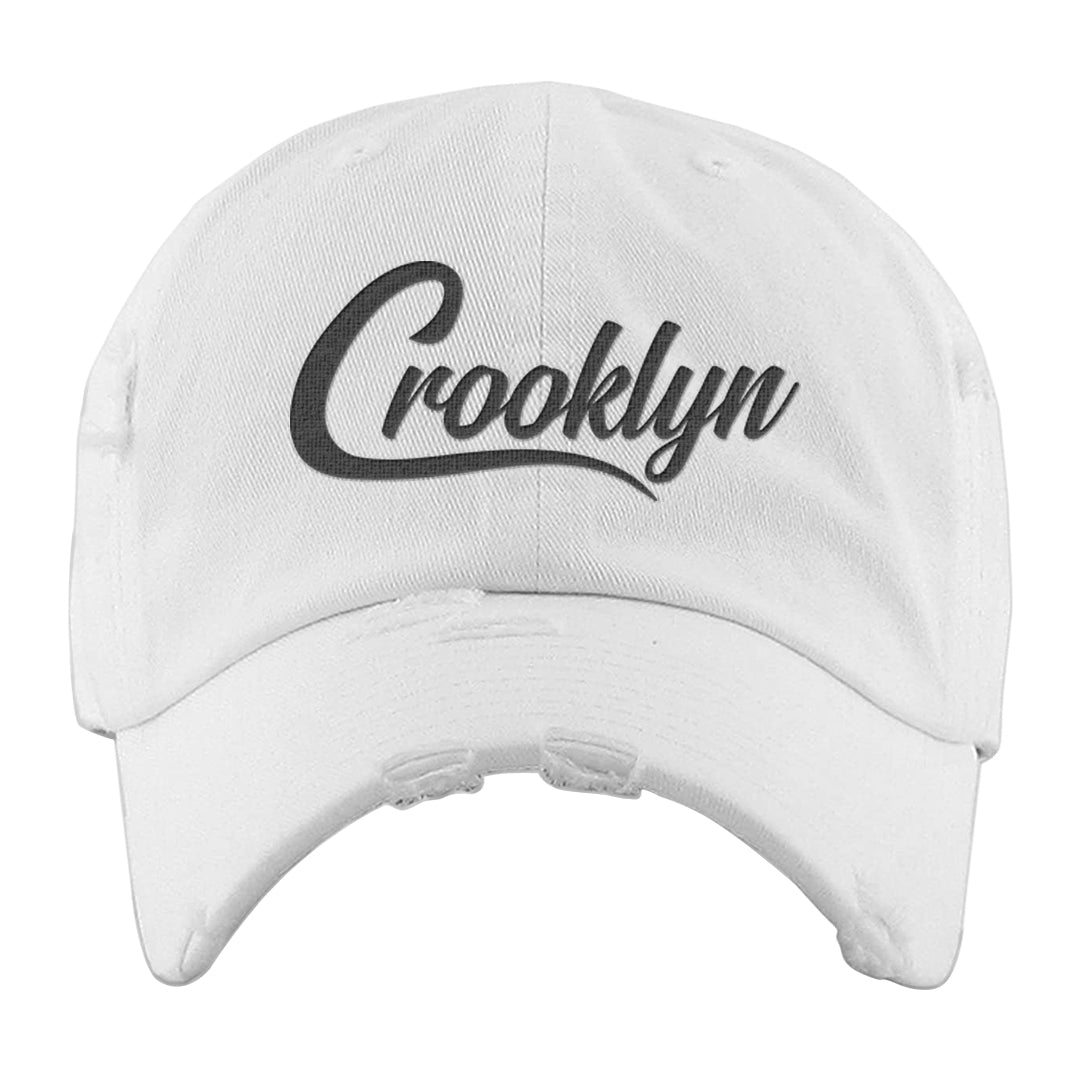 Black Cement Low 1s Distressed Dad Hat | Crooklyn, White