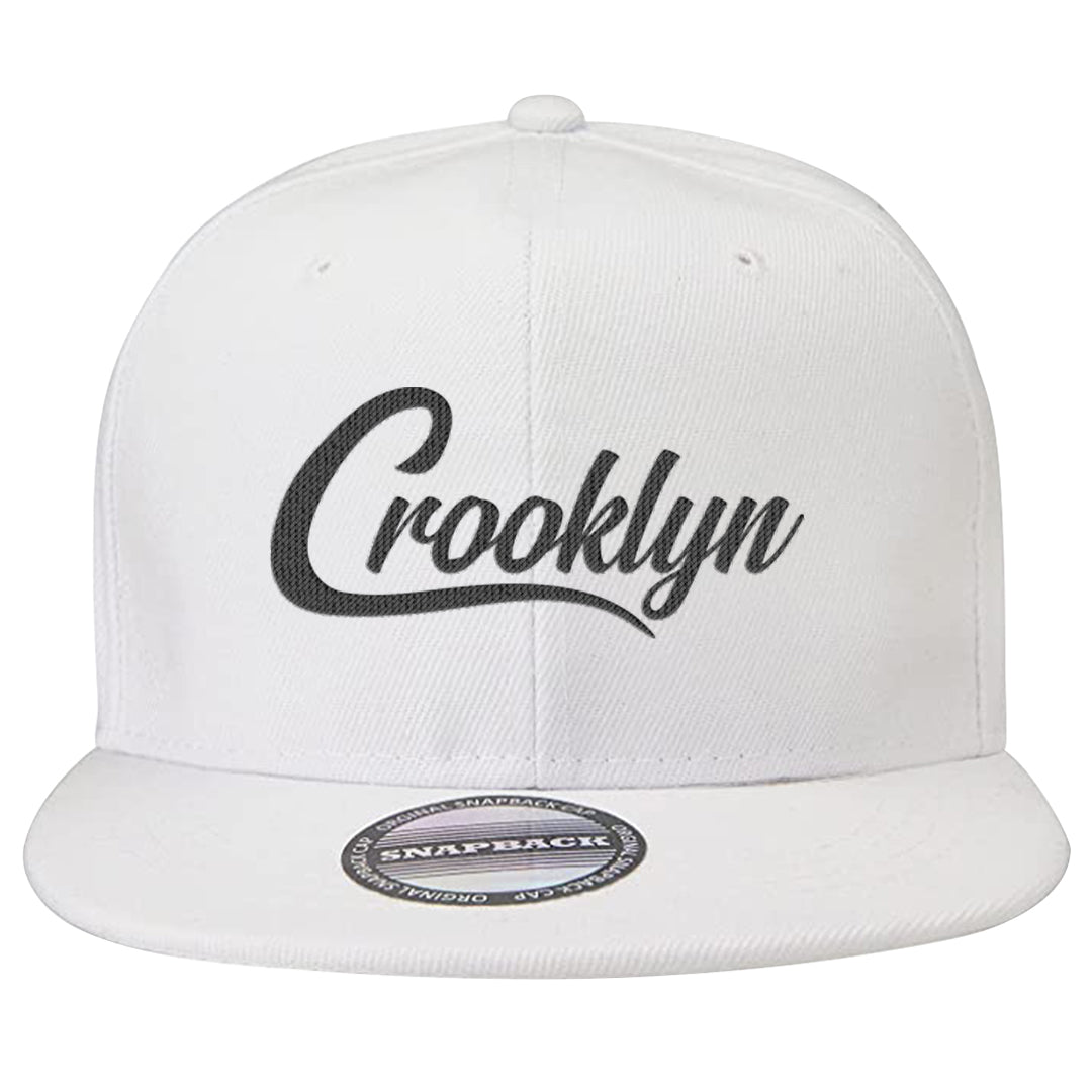 Black Cement Low 1s Snapback Hat | Crooklyn, White