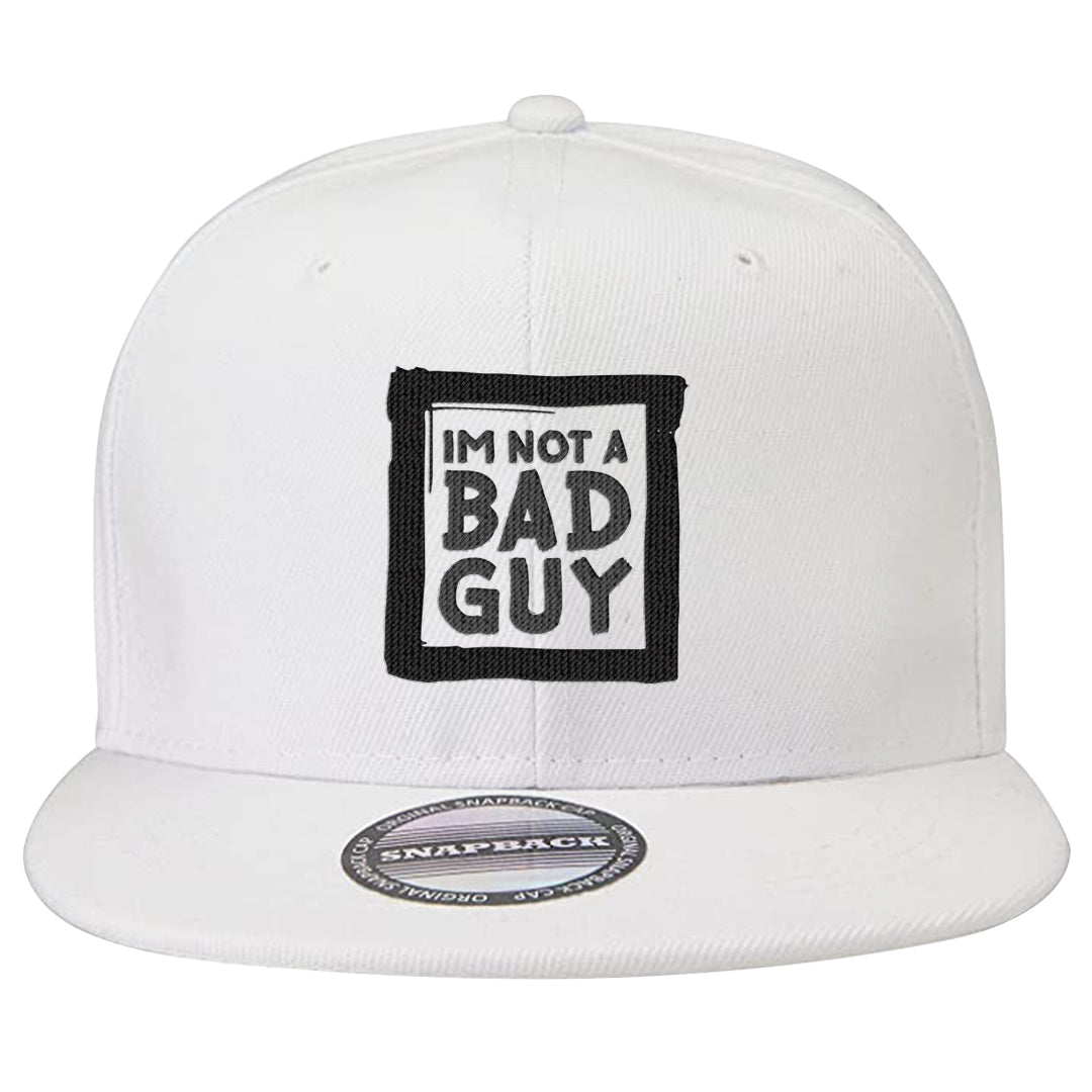 Black Cement Low 1s Snapback Hat | I'm Not A Bad Guy, White