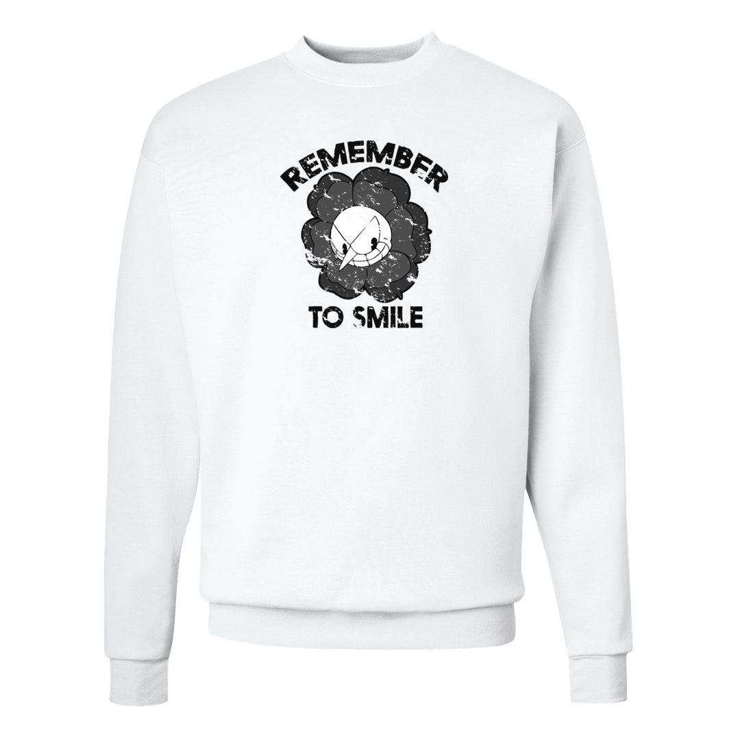 Black Cement Low 1s Crewneck Sweatshirt | Remember To Smile, White