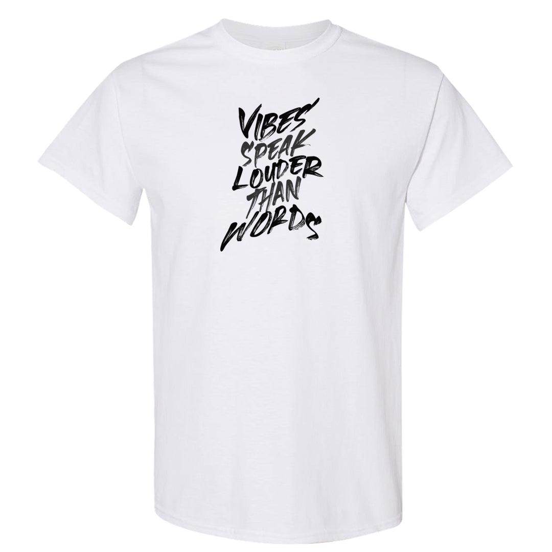 Black Cement Low 1s T Shirt | Vibes Speak Louder Than Words, White