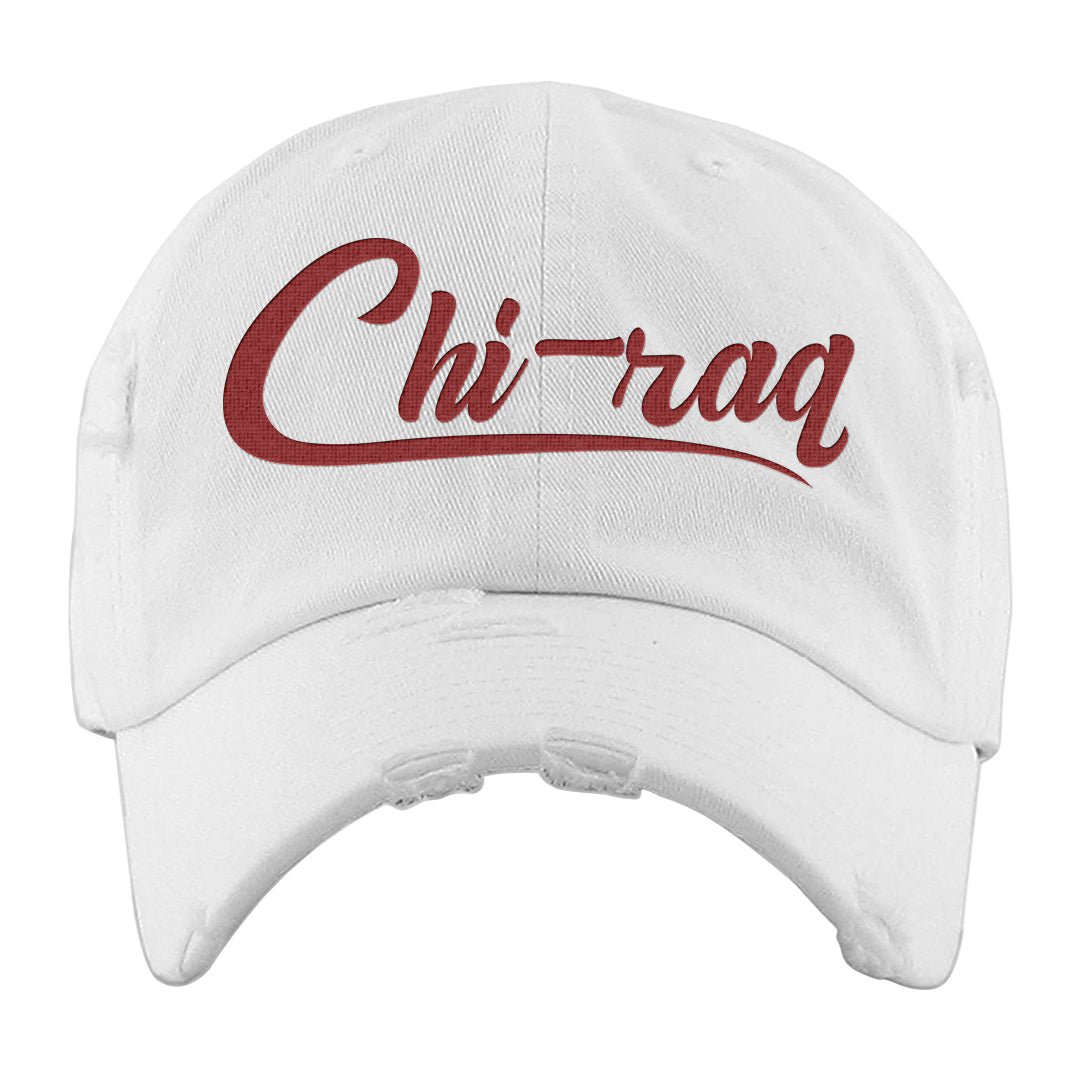 Black White Fire Red Low 1s Distressed Dad Hat | Chiraq, White