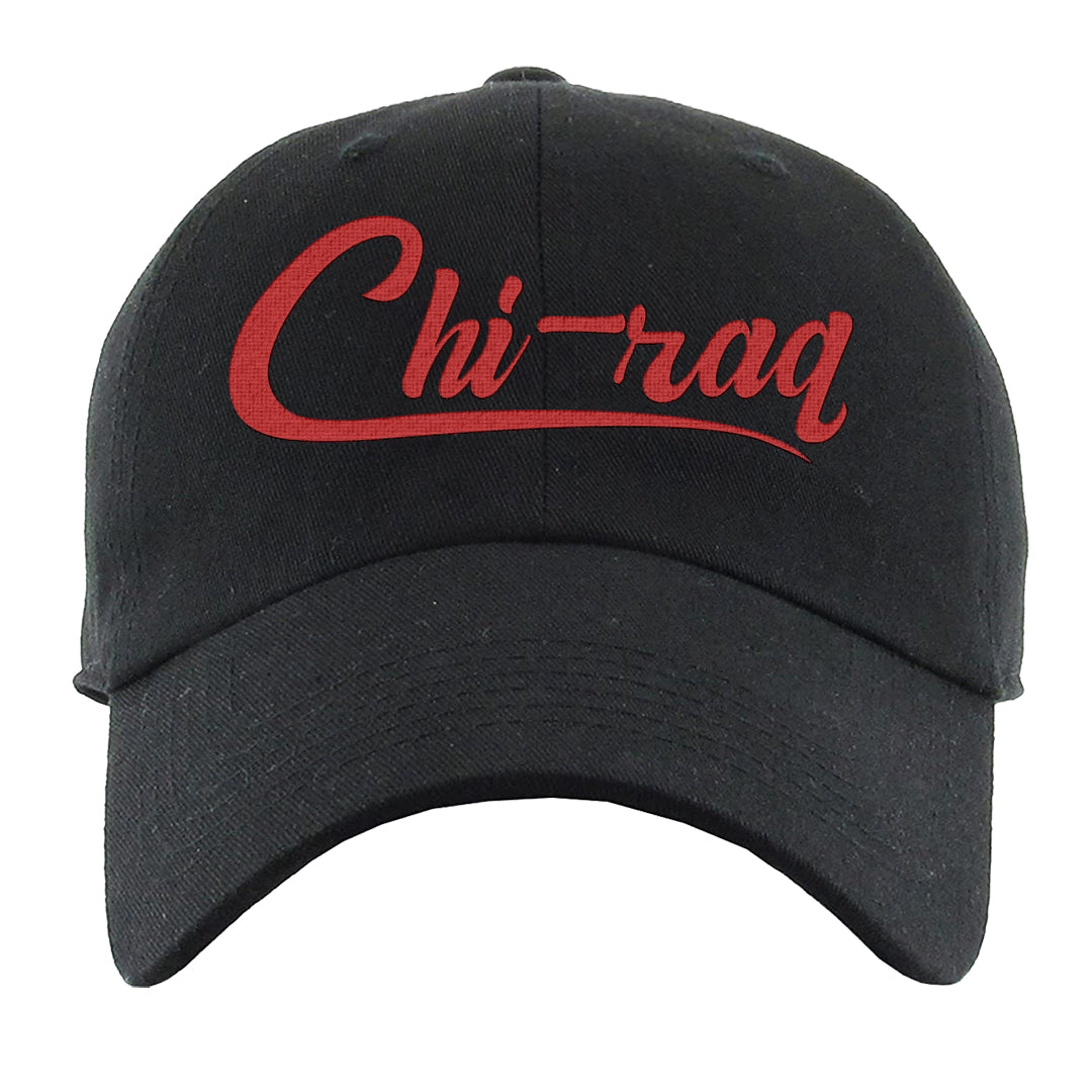 Black White Fire Red Low 1s Dad Hat | Chiraq, Black