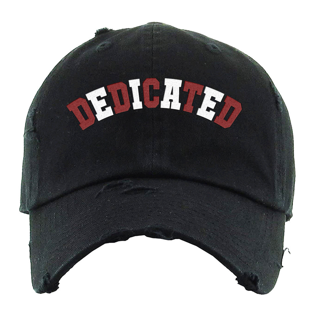 Black White Fire Red Low 1s Distressed Dad Hat | Dedicated, Black