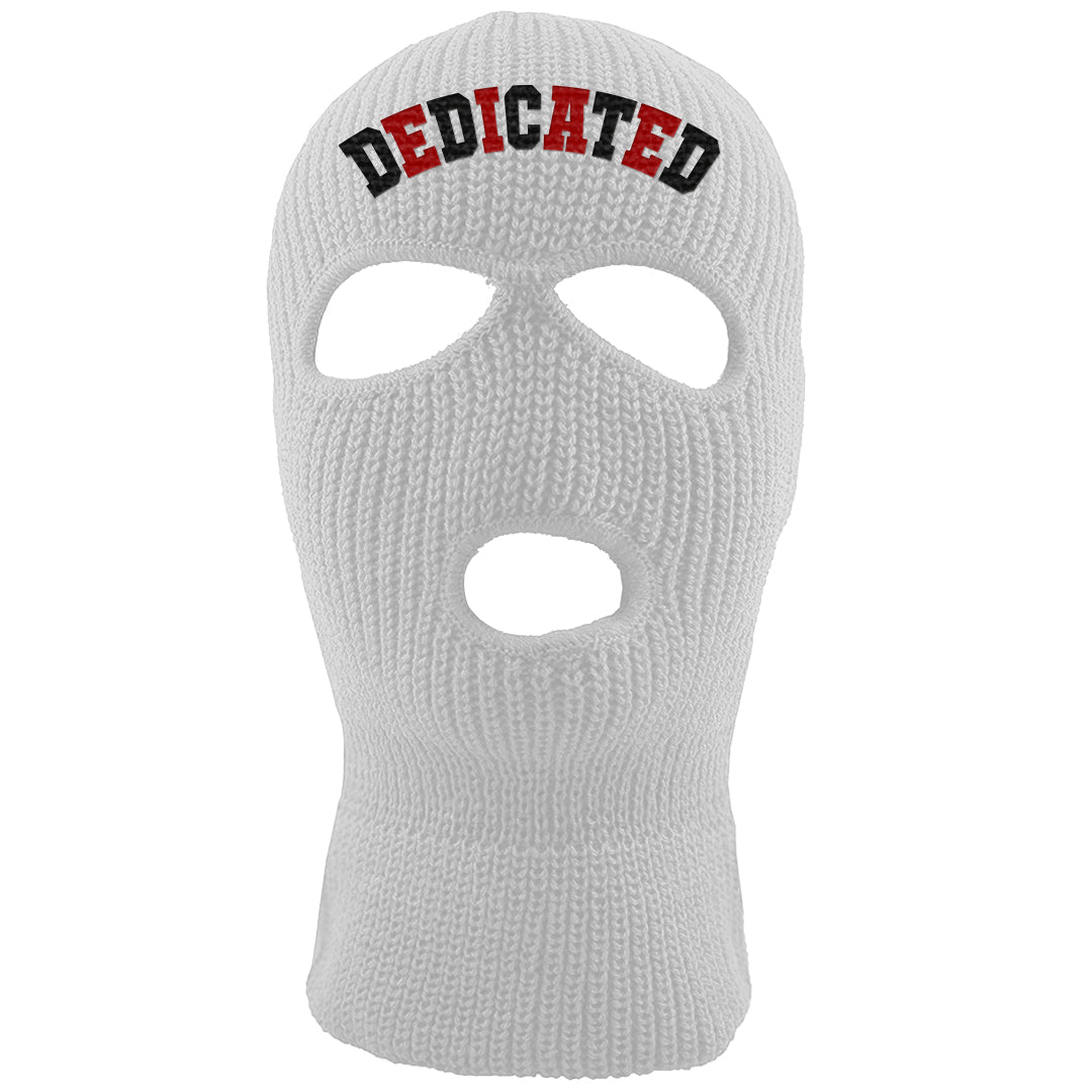 Black White Fire Red Low 1s Ski Mask | Dedicated, White