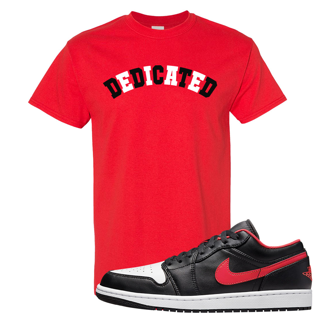 Black White Fire Red Low 1s T Shirt | Dedicated, Red