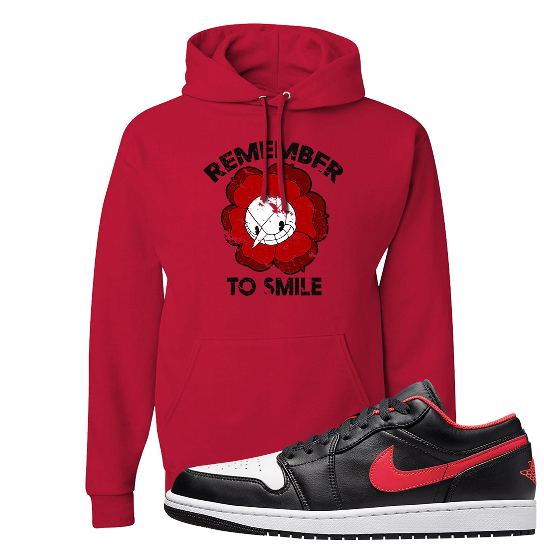 Black White Fire Red Low 1s Hoodie | Remember To Smile, Red