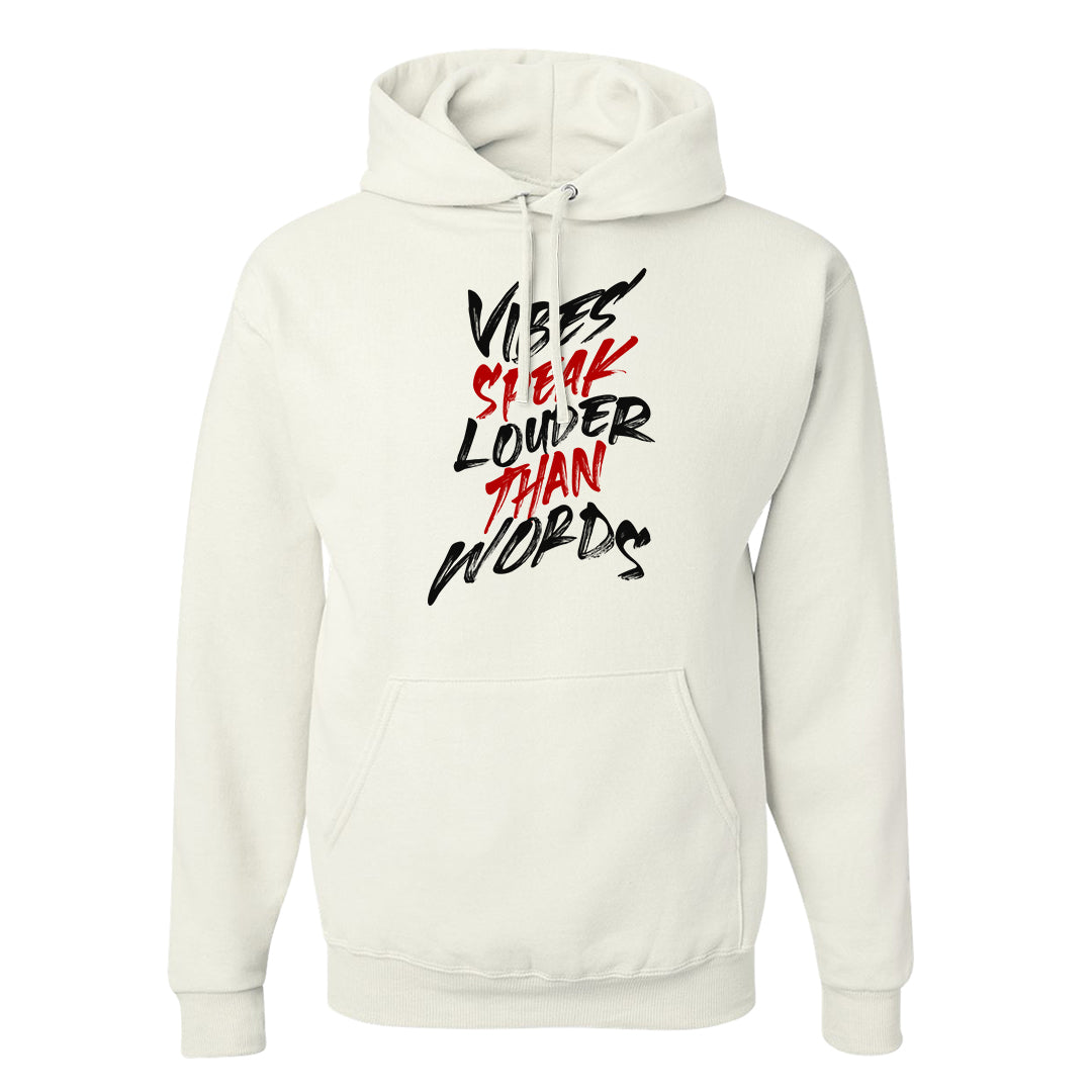 Black White Fire Red Low 1s Hoodie | Vibes Speak Louder Than Words, White