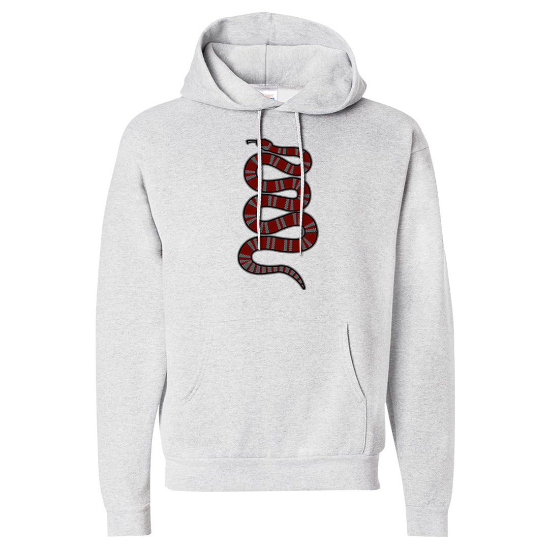 Dark Grey Varsity Red Low 1s Hoodie | Coiled Snake, Ash