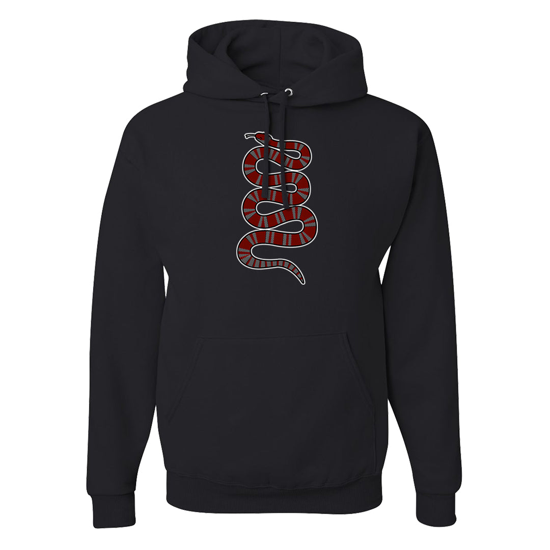 Dark Grey Varsity Red Low 1s Hoodie | Coiled Snake, Black