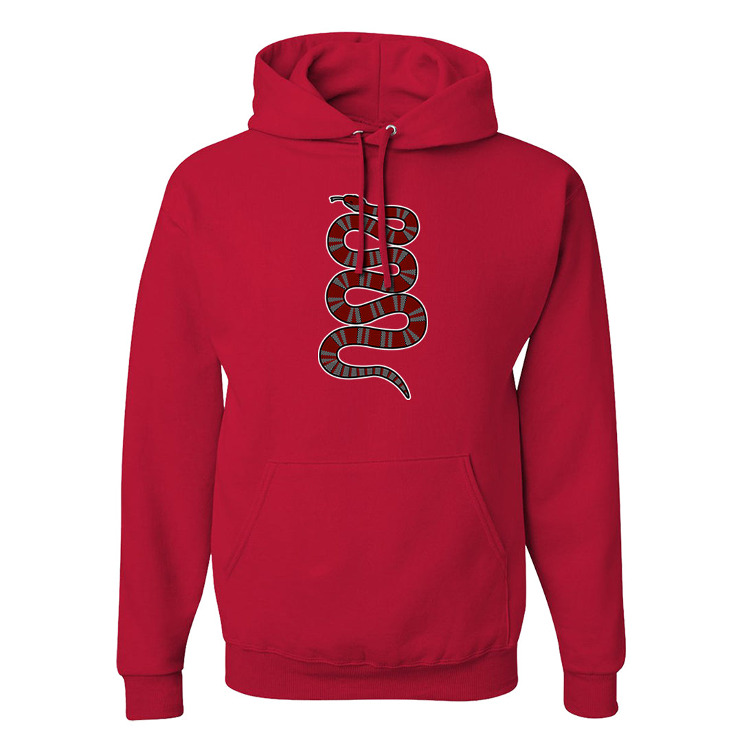 Dark Grey Varsity Red Low 1s Hoodie | Coiled Snake, Red