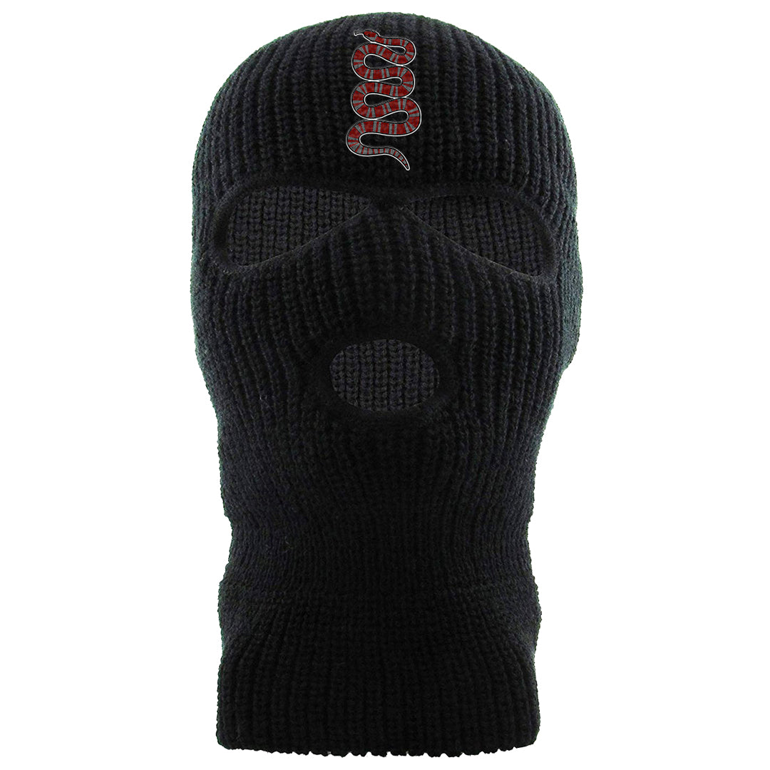 Dark Grey Varsity Red Low 1s Ski Mask | Coiled Snake, Black