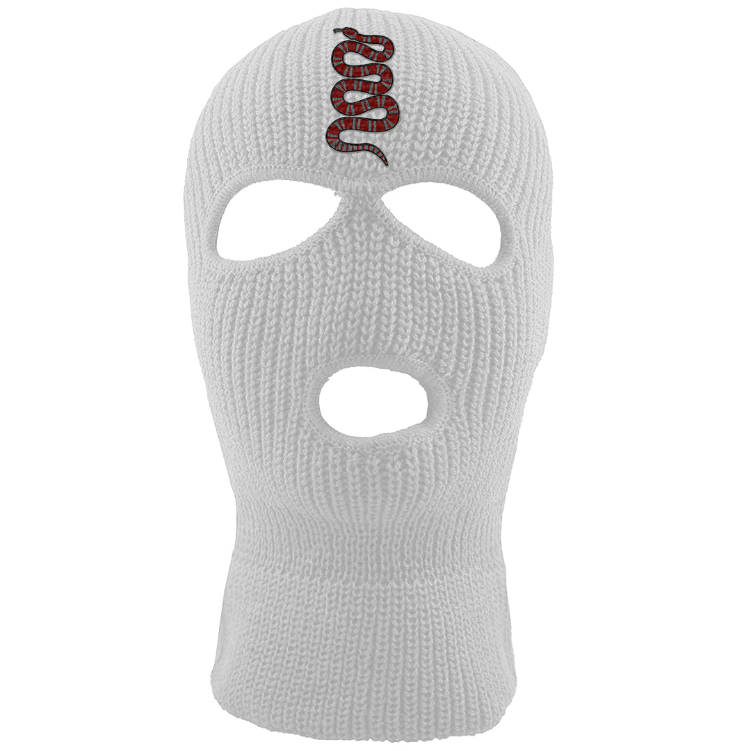 Dark Grey Varsity Red Low 1s Ski Mask | Coiled Snake, White