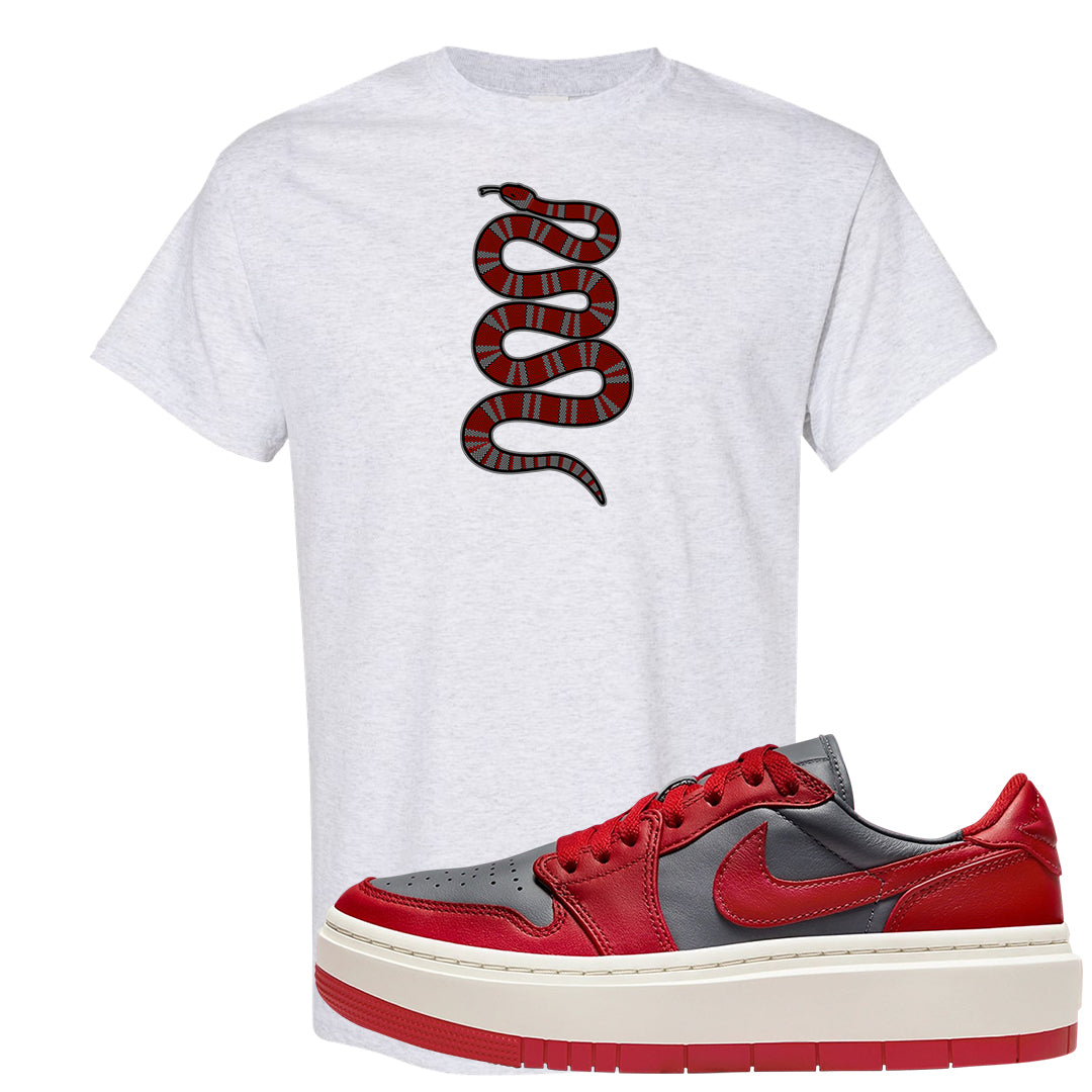 Dark Grey Varsity Red Low 1s T Shirt | Coiled Snake, Ash