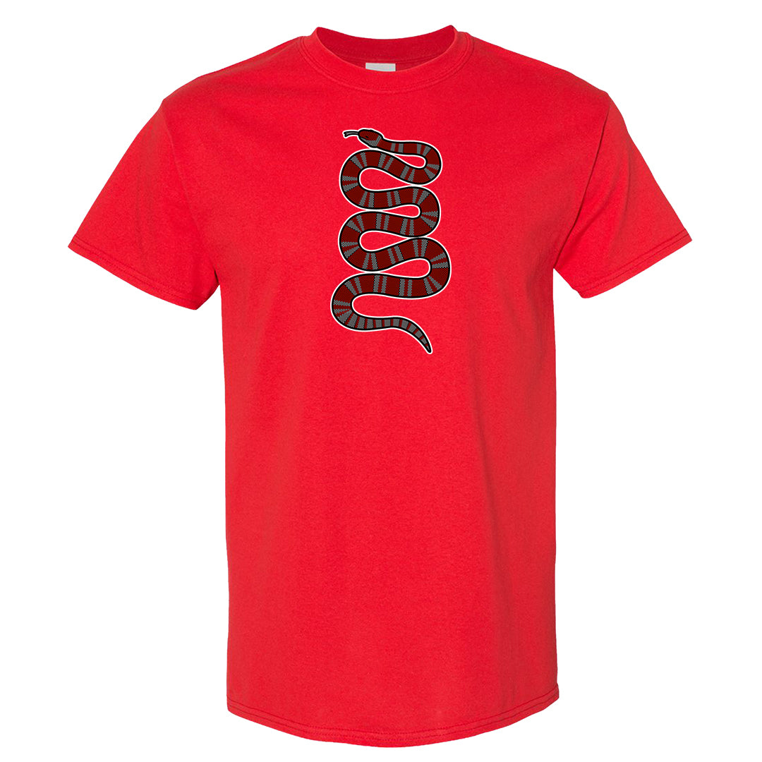 Dark Grey Varsity Red Low 1s T Shirt | Coiled Snake, Red