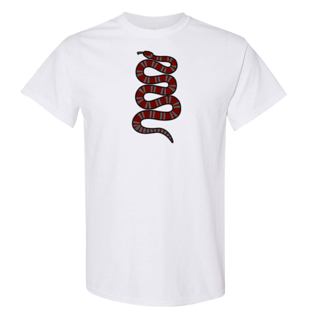 Dark Grey Varsity Red Low 1s T Shirt | Coiled Snake, White