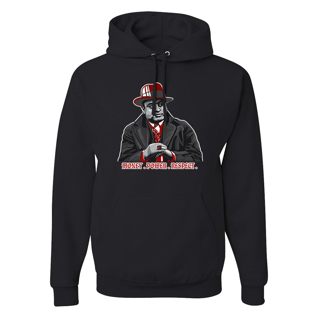 Dark Grey Varsity Red Low 1s Hoodie | Capone Illustration, Black