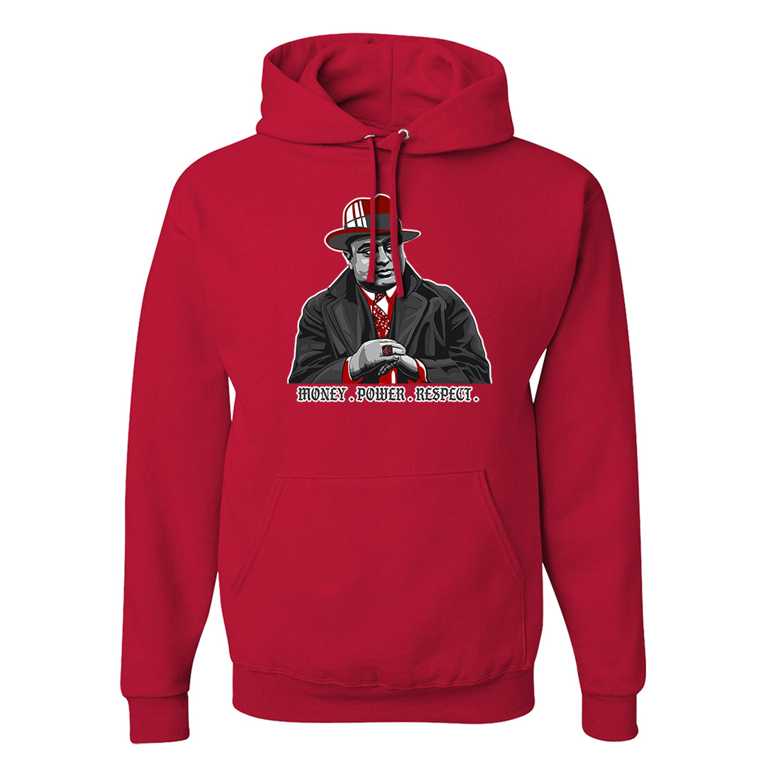 Dark Grey Varsity Red Low 1s Hoodie | Capone Illustration, Red