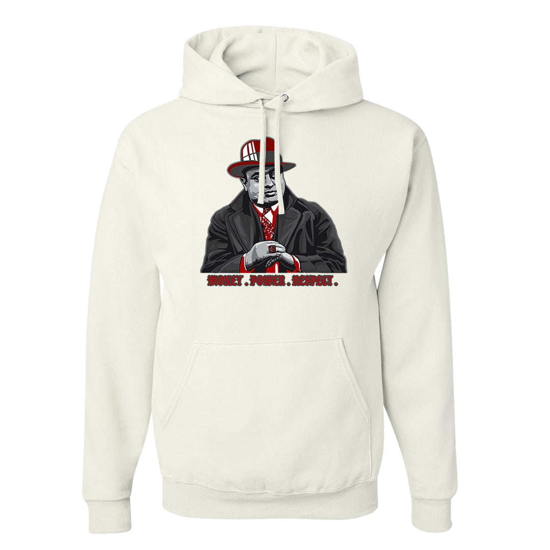 Dark Grey Varsity Red Low 1s Hoodie | Capone Illustration, White