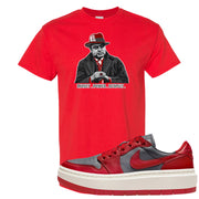Dark Grey Varsity Red Low 1s T Shirt | Capone Illustration, Red