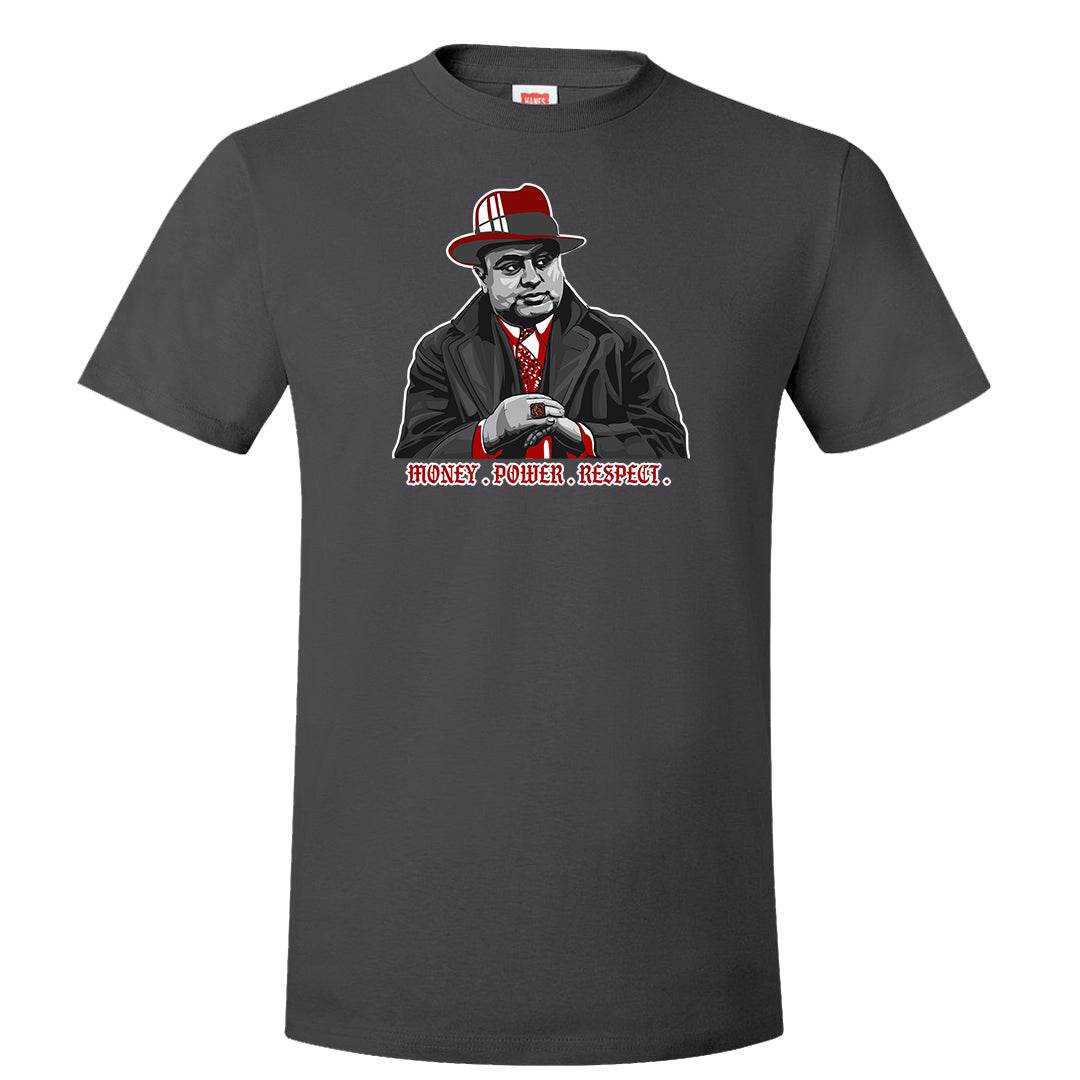 Dark Grey Varsity Red Low 1s T Shirt | Capone Illustration, Smoke Grey