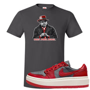 Dark Grey Varsity Red Low 1s T Shirt | Capone Illustration, Smoke Grey