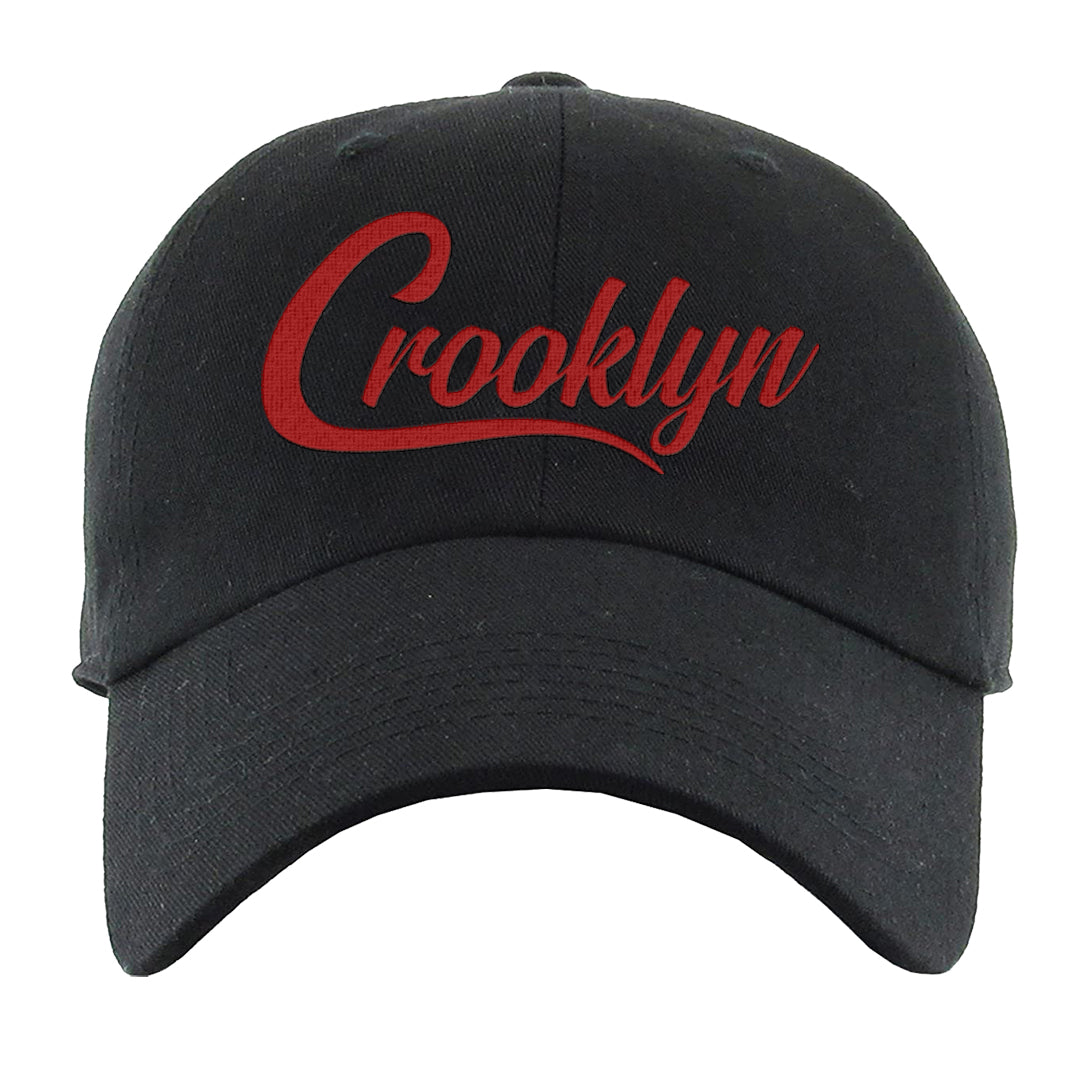 Dark Grey Varsity Red Low 1s Dad Hat | Crooklyn, Black