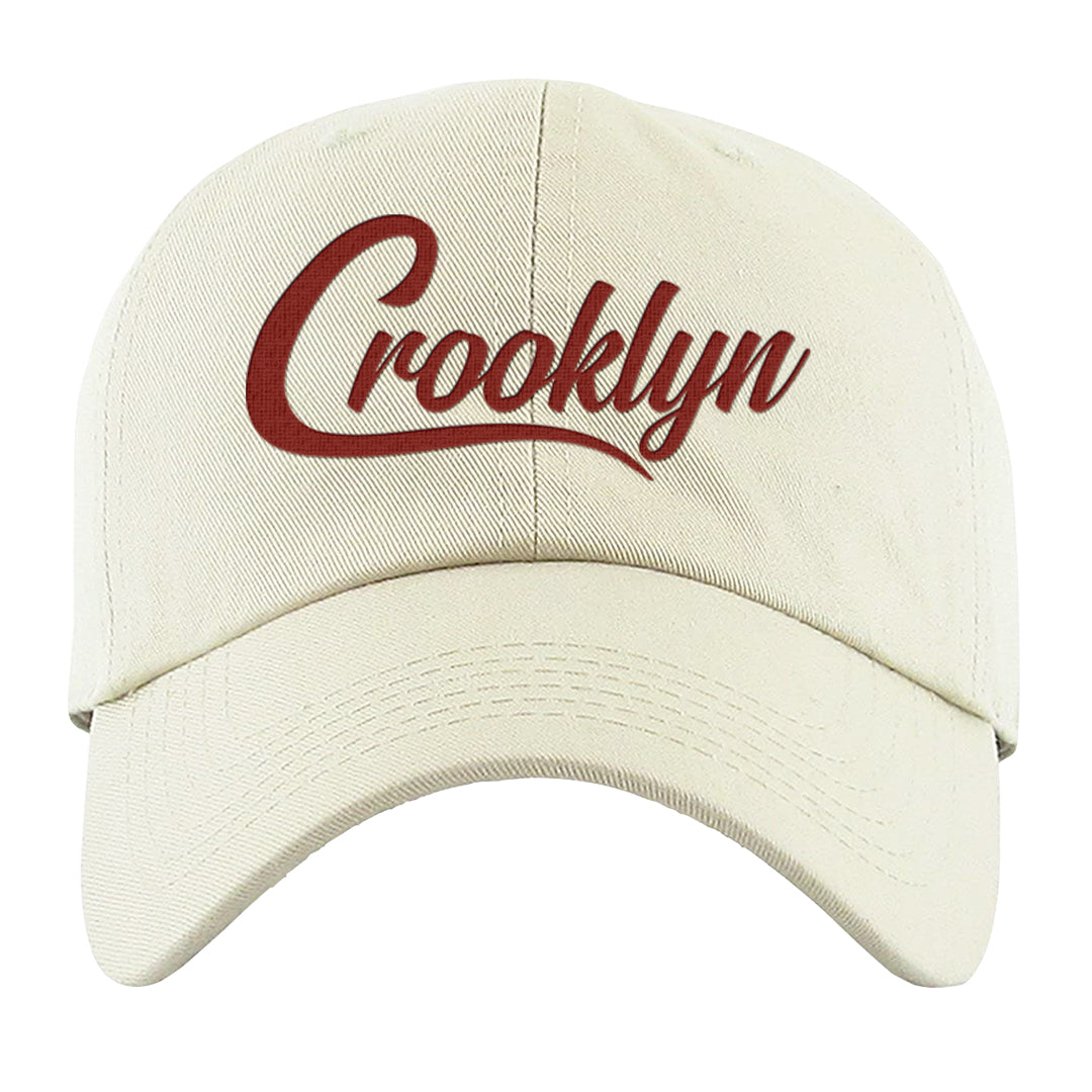 Dark Grey Varsity Red Low 1s Dad Hat | Crooklyn, White