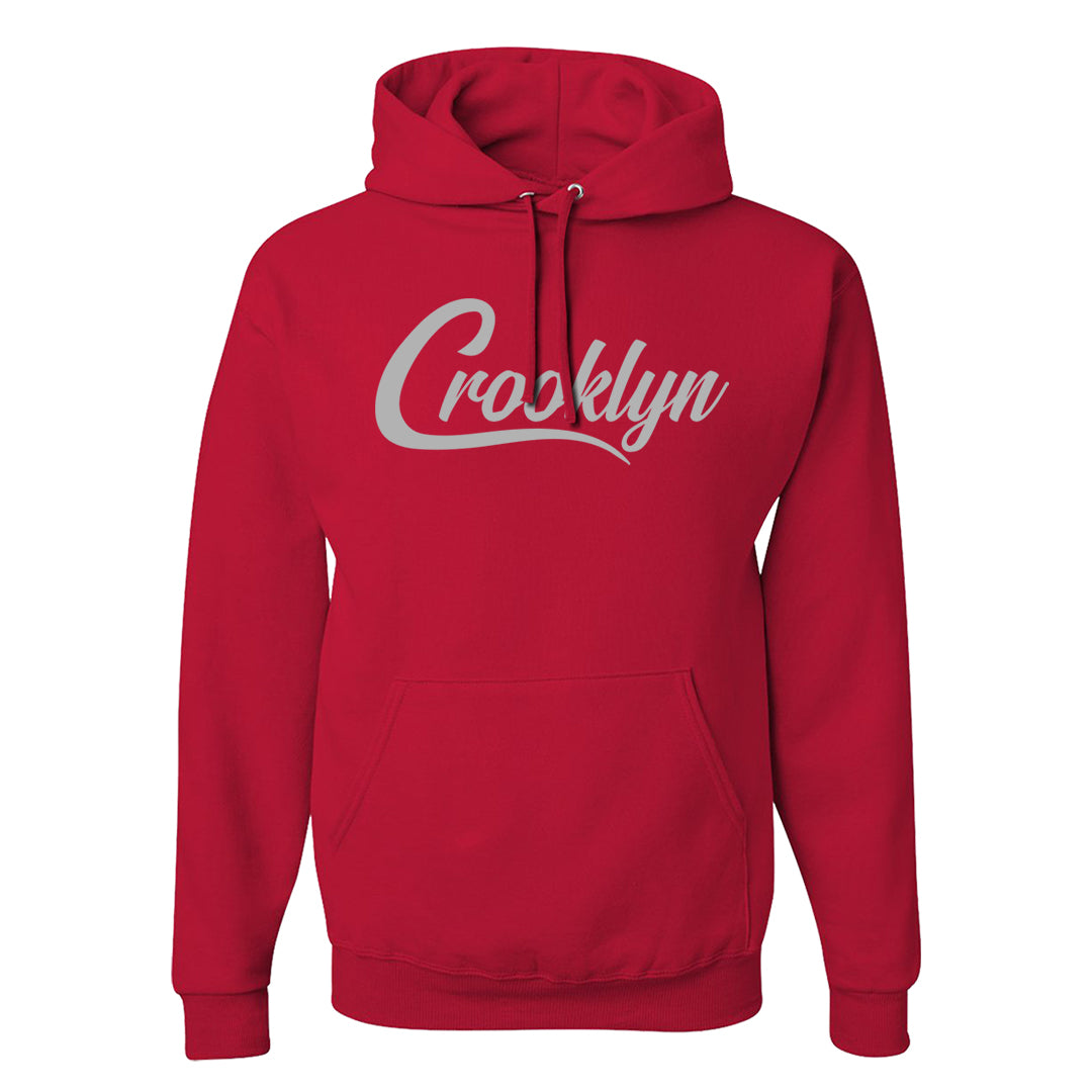 Dark Grey Varsity Red Low 1s Hoodie | Crooklyn, Red