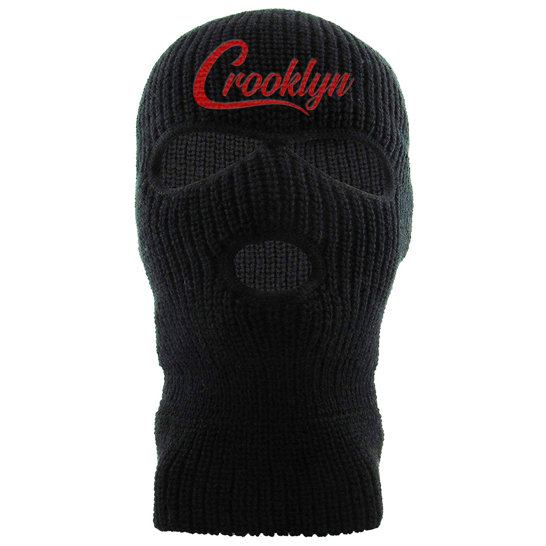 Dark Grey Varsity Red Low 1s Ski Mask | Crooklyn, Black